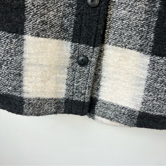 Anine Bing Maeve Buffalo Check Wool Shacket Black and White - Picture 7 of 12